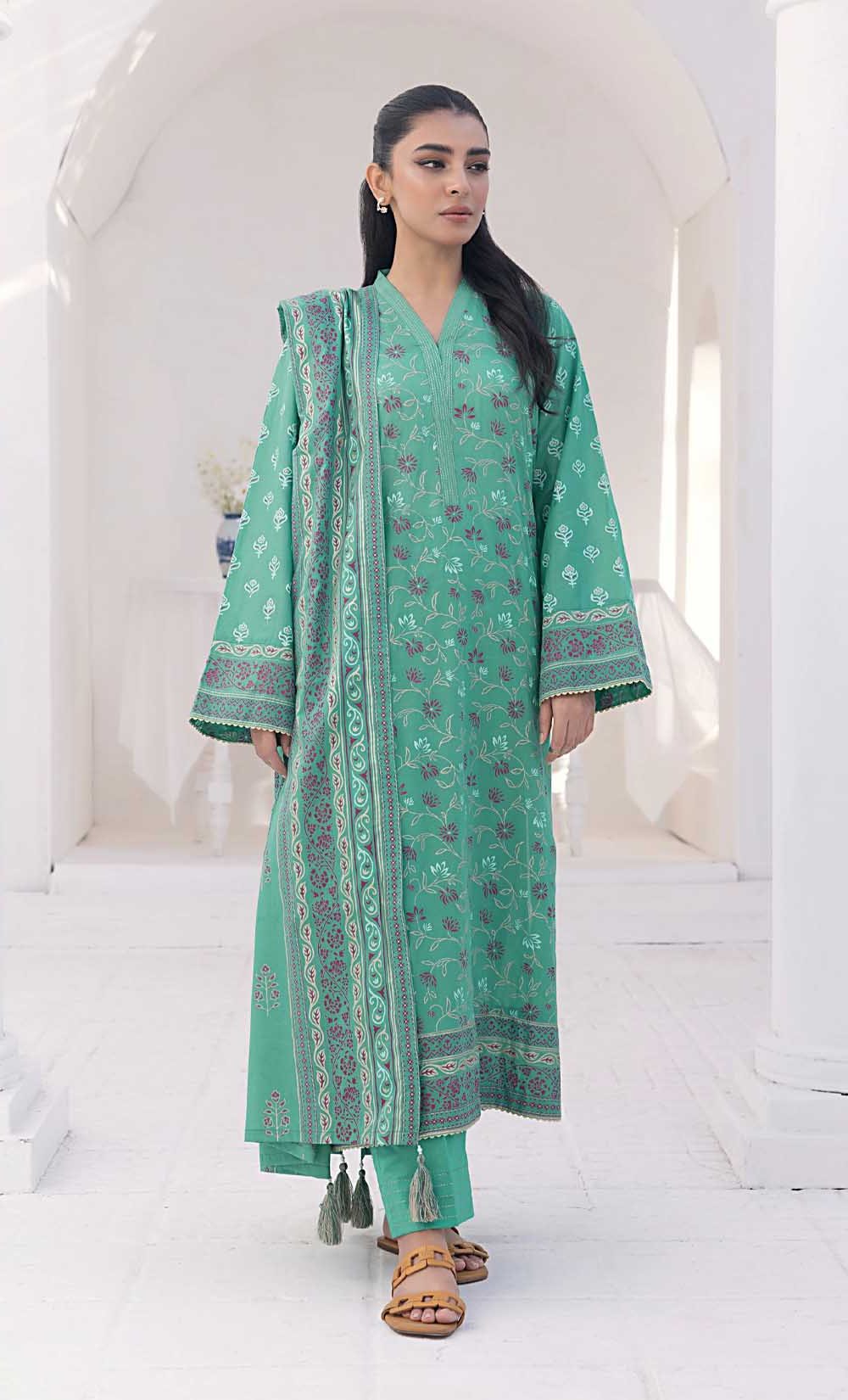 03 PIECE UNSTITCHED PEARL PRINTED